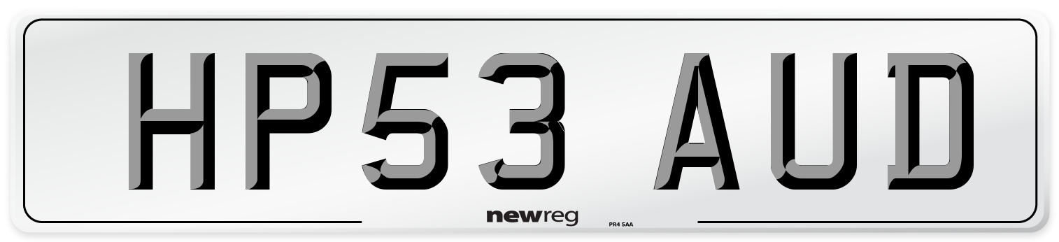 HP53 AUD Number Plate from New Reg